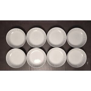 Imperial China Bowl SET (8) 7 5/8" W Dalton 5871 Whitney Soup Salad- Gray Scroll
